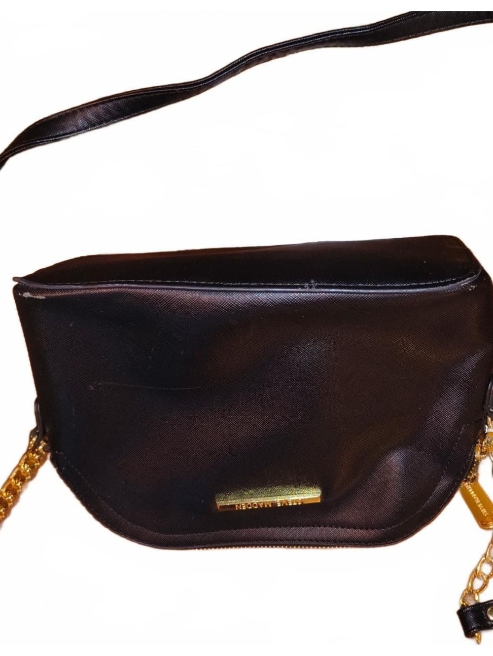 Steve Madden Black Crossbody Bag with Gold Chain Accent